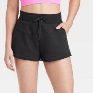 Women's High Rise Fleece Relaxed Shorts - Black - JoyLab - XXL